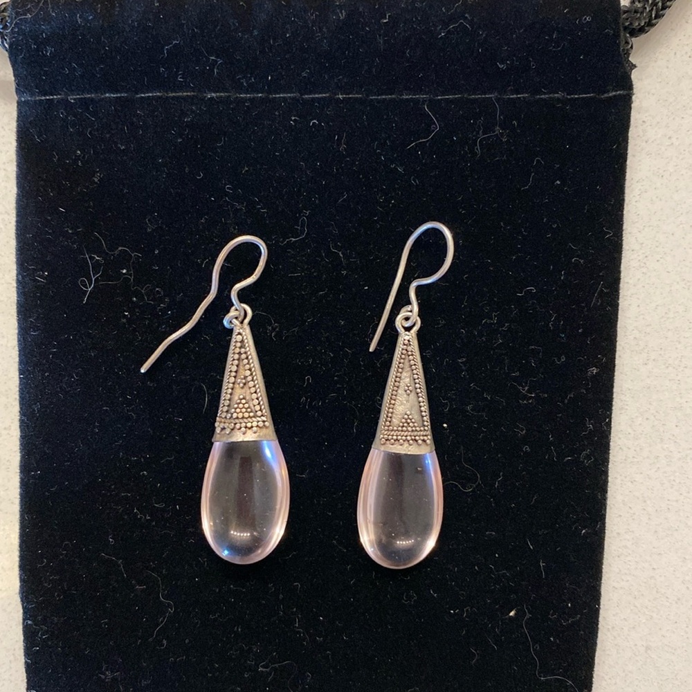 Vintage Sterling Silver Glass Drop Earrings